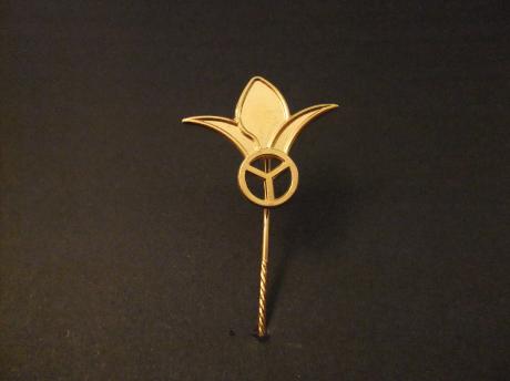 Peace teken ontluikende bloem, goudkleurig